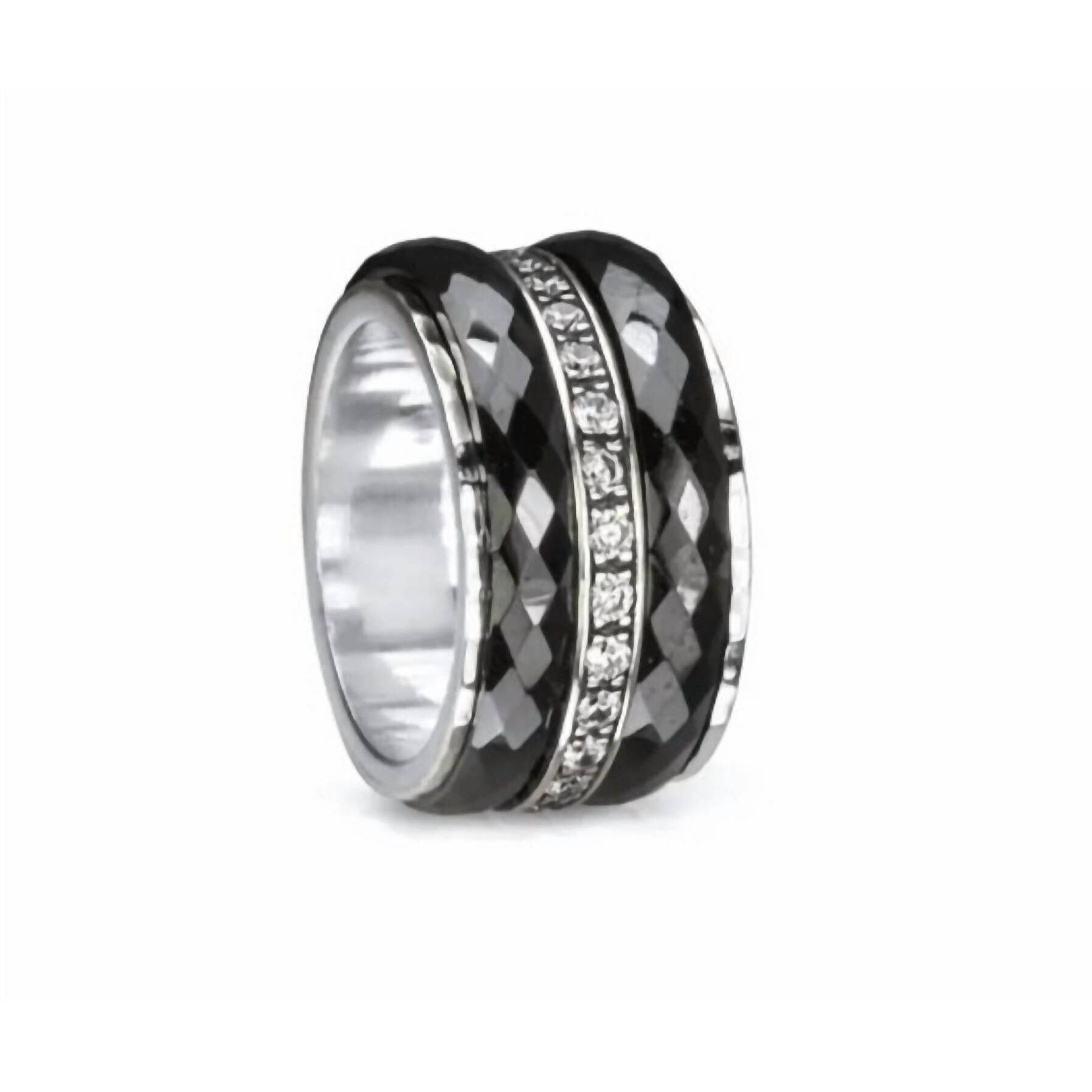 New Meditation Rings Women's Untold Ring In Silver Black Cz